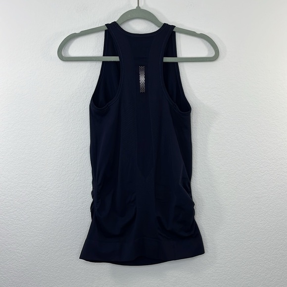 Athleta Finish‎ Fast Racerback Tank Navy Ruched Sides Sleeveless size Small - Picture 8 of 10